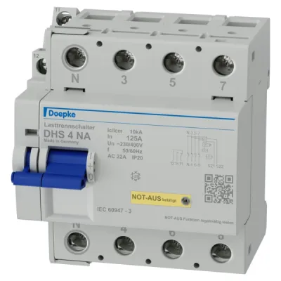 Doepke Lasttrennschalter DHS 4-125 NA | 125A | 4-polig | Not-Aus | IP20 | Verteilereinbau | Schraubanschluss