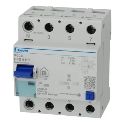 Doepke FI-Schutzschalter DFS4 063-4/0,30-HP | Typ B+ | 4-polig | 63A | 0,3A | 400V | allstromsensitiv