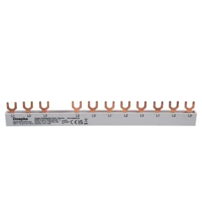 Doepke Phasenschiene EV-S G 3/N.8.120 | 3-polig | 12 TE | 63A | 210mm | Gabel | 10mm² | für LS/FI-Schalter | isoliert