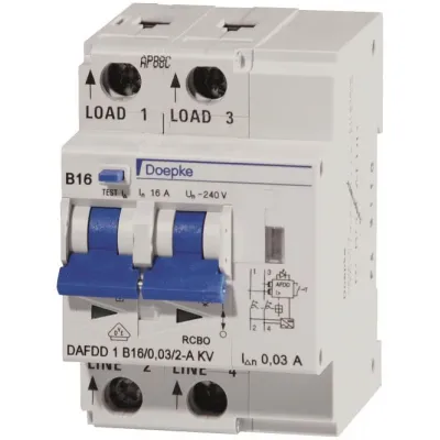 Doepke Brandschutzschalter DAFDD 1 B16/0,03/2-A | AFDD FI/LS | 2-polig | 16A | 30mA Typ A | B-Charakteristik