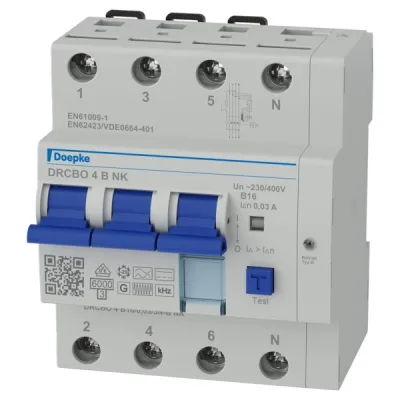 DOEPKE FI/LS-Kombination DRCBO 4 B16/0,03 | RCBO | Typ B | 16A | 4-polig | 6kA | 400V