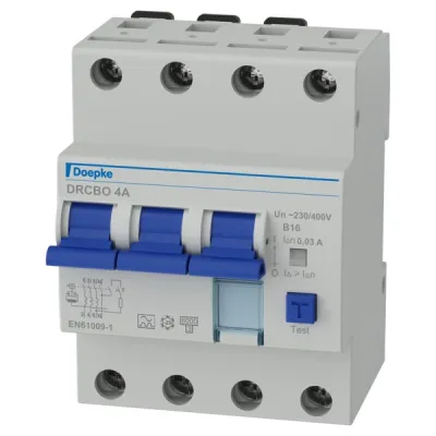 Doepke FI/LS-Schutzschalter DRCBO 4 B16/0,03/3N-A | RCBO 3-polig+N | 16A | Typ A | B-Charakteristik | 400V | 6kA
