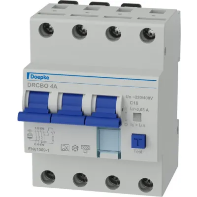 Doepke FI/LS-Kombination DRCBO 4 C16/0,03/3N-A | RCBO 3-polig+N | 16A | Typ A | C-Charakteristik | 400V | 6kA | IP20