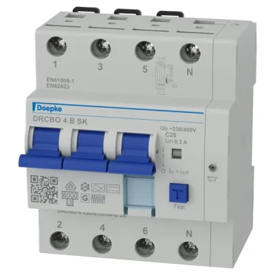 DOEPKE FI/LS-Kombination DRCBO 4 C20 | Typ B allstromsensitiv | 4-polig | 20A | 400V | 6kA