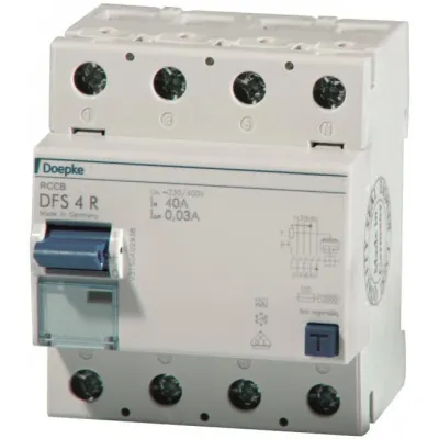 Doepke FI-Schutzschalter DFS4-040-4/0,03-A R | RCCB Typ A | 4-polig | 40A | 0,03A | 400V | DIN-Schiene