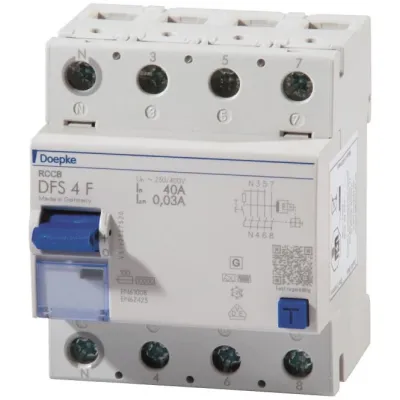 DOEPKE FI-Schutzschalter DFS4 040-4/0,30-F | Typ F | 4-polig | 40A | 400V | 0,3A | DIN-Schiene | IP20