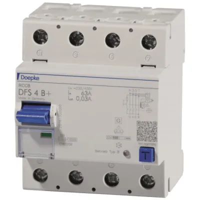 Doepke FI-Schutzschalter DFS4 063-4/0,03-B+ | RCCB Typ B+ | 4-polig | 63A | 400V | allstromsensitiv | 0,03A | IP20
