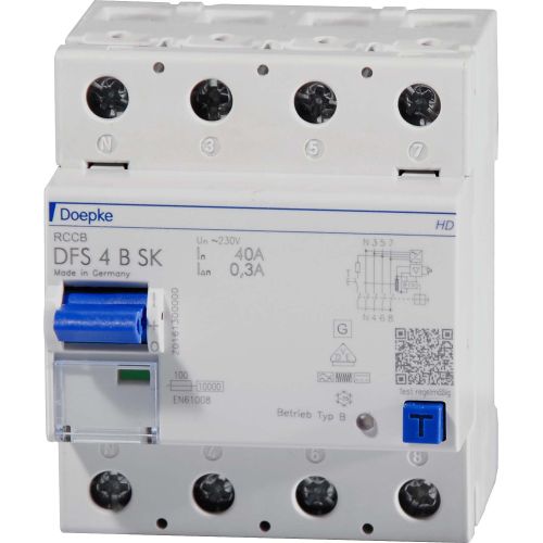 Bild: DOEPKE FI-Schutzschalter allstromsensitiv DFS 4 040-4/0,30-B SK HD 4polig 40A