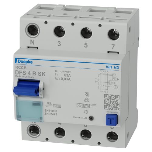 Bild: DOEPKE FI-Schutzschalter allstromsensitiv DFS 4p ISO 63A 0,03A Typ B SK N-li HD