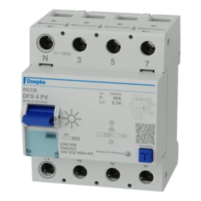 Doepke FI-Schutzschalter DFS4 040-4/0,30-PV | Typ B+ | 4-polig | 40A | 0,3A | 400V AC | für PV-Anlagen | IP20