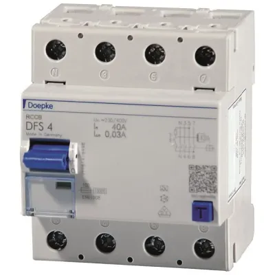 DOEPKE FI-Schutzschalter DFS4-100-4/0,03-A | Typ A 4-polig | 100A | 400V | 30mA | DIN-Schiene | IP20