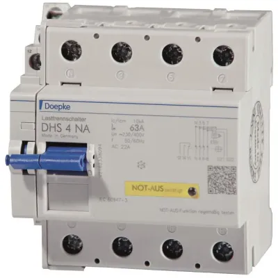 Doepke Lasttrennschalter DHS 4-063 NA | 63A | 4-polig | Not-Aus | IP20 | verriegelbar | Schraubanschluss