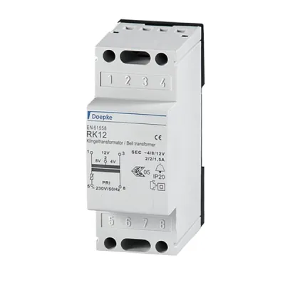 Doepke Klingeltransformator RK12 09980033 | 230V auf 4V/8V/12V | 2A | Aufputz | kurzschlusssicher