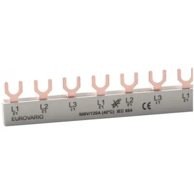 DOEPKE Phasenschiene EV-S G 3.11.120 | 3-polig | 195mm | 10mm² | 63A | Gabelanschluss | 11TE | Grau