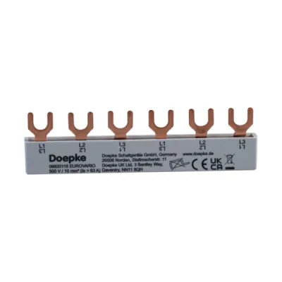 Doepke Phasenschiene EV-S G 3.6.120 | 3-polig | 6TE | 104mm | 10mm² | Gabel | 63A | isoliert | grau