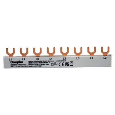 Doepke Phasenschiene EV-S G 3.8.120 | 3-polig | 8 TE | 144 mm | 10 mm² | 63A | Gabelanschluss | isoliert | grau