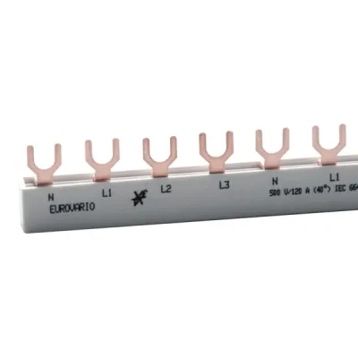 Doepke Phasenschiene EV-S G 4.12.120 L | 4-polig | 17,5mm Teilung | 212mm | 10mm² | 63A | Gabelanschluss | grau