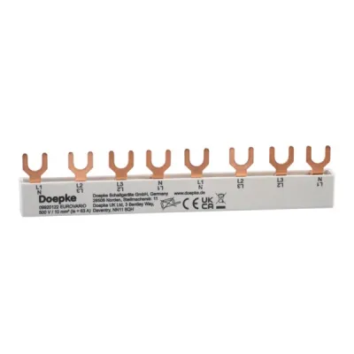 DOEPKE Phasenschiene EV-S G 4.8.120 | 4-polig | 140mm | 10mm² | 63A | Gabel | isoliert | grau