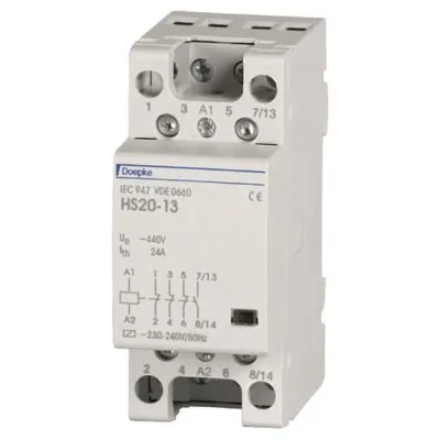 Doepke Installationsschütz HS20-40 | 4 Schließer | 24A | 230V AC Spulenspannung | 2TE | IP20 | für Industrie & Werkstatt