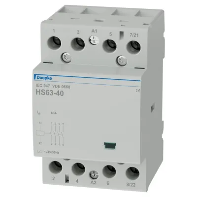 Doepke Installationsschütz HS 3-024AC/63-40 | 63A | 400V AC | 24V AC Spule | 4 Schließer | AC-3 | IP20 | für Hutschiene