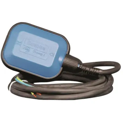 DOEPKE Schwimmerschalter Champ 1L 09921004 | 5m Kabel | Schließer zum Entleeren | 230V 10A IP68 | horizontal | Blau