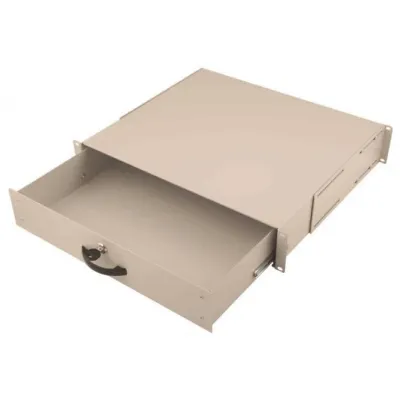 DIGITUS Dokumentenablage Schublade DN-19 KEY-2U | 2HE 19 Zoll | abschließbar | 483x400 mm | 25kg | Stahl | grau