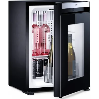 DOMETIC Minibar HiPro Evolution A30G links | Mini-Kühlschrank 26l | geräuschlos | Glastür | LED | Schwarz