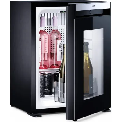DOMETIC Minibar HiPro A30G rechts | Absorber Mini-Kühlschrank 26L | Glastür | LED | geräuschlos | schwarz