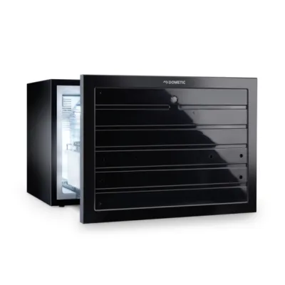 Dometic Schubladen-Minibar DM 50 NTE F | Mini-Kühlschrank 50l | thermoelektrisch | leise | LED | Schwarz
