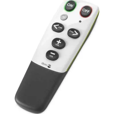 Doro Universalfernbedienung HandleEasy 321rc | lernfähig für TV & HiFi | 7 programmierbare Tasten | schwarz/weiß