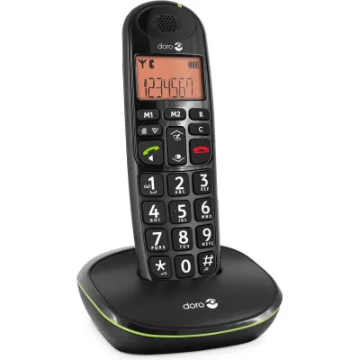 Doro PhoneEasy 100w | DECT Schnurlostelefon | große Tasten | Freisprechfunktion | lauter Klingelton | schwarz