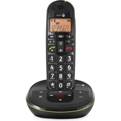 Doro Seniorentelefon | DECT PhoneEasy 105wr | Anrufbeantworter | große Tasten | lauter Rufton | schwarz