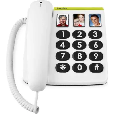Doro PhoneEasy 331ph Großtastentelefon | schnurgebunden | 3 Fototasten | hörgerätekompatibel | weiß