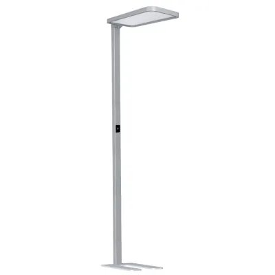 DOTLUX LED Stehleuchte STUDIObutler 80W | dimmbar | 4000K neutralweiß | UGR<19 | Präsenzsensor | Aluminium silber