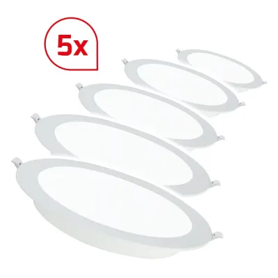 DOTLUX LED-Einbaustrahler CIRCLEflat 600096 | Downlight-Set 5 Stück | 6W | 4000K neutralweiß | 118mm | flach | weiß