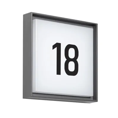 DOTLUX LED-Hausnummernleuchte 5046-130120 | WALLsquare 24cm | 2,5W | 400lm | 3000K warmweiß | IP65 | Aluminium anthrazit