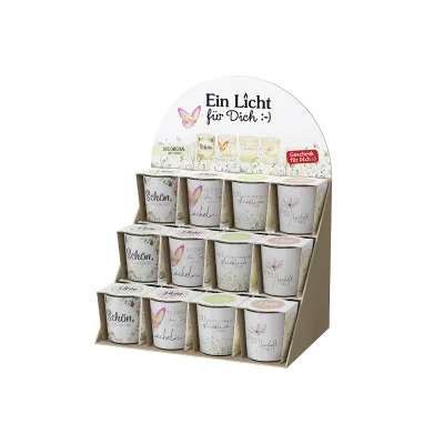 La Vida Windlicht Lovely Greetings 10000555 | Glas | Teelicht inklusive | 4 Motive | Ø 6,5 cm H 6 cm | Geschenk
