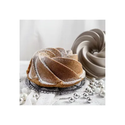 Dr. Oetker Gugelhupfform Twist 2552 | Backform Ø 22 cm | Metall | Antihaft | Back-Kunst Serie | creme-metallic