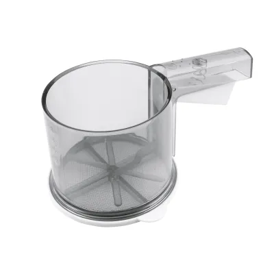 Dr. Oetker Mehlsieb 1672 | Einhand-Sieb für Mehl & Puderzucker | Kunststoff | 350 g | spülmaschinenfest | transparent