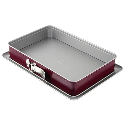Dr. Oetker Rechteck-Springform 1693 | Backform 38x25 cm | Antihaft | auslaufsicher | Rot/Silber