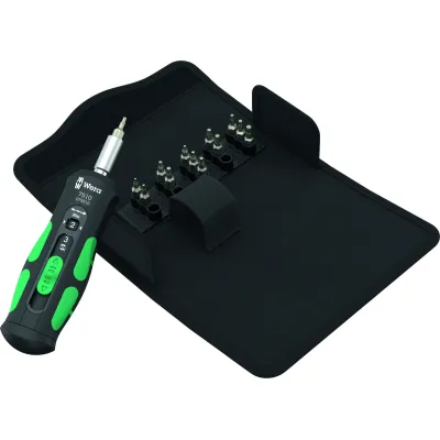 Wera Werkzeugset 7510/14 Safe-Torque | Drehmoment-Schraubendreher | 14-teilig | 1–3 Nm | Bitsatz | Tasche | schwarz/grün