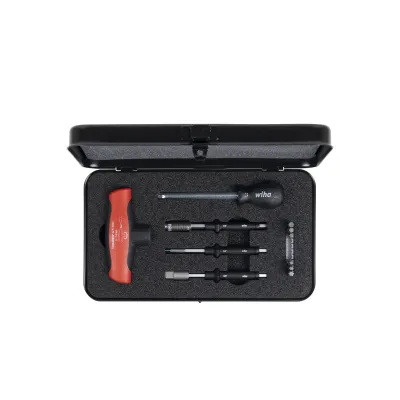 Wiha Drehmoment-Schraubendreher Set 2893 S01 | TorqueVario-S T | 5-14 Nm | Quergriff | 12-tlg. | inkl. Bits & Adapter