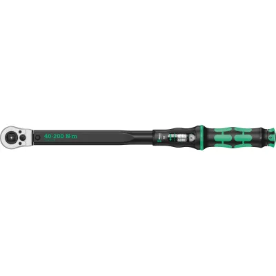 Wera Drehmomentschlüssel Click-Torque C 3 | 1/2" Antrieb | 40-200 Nm | Umschaltbar | Präzision ±3% | schwarz/grün