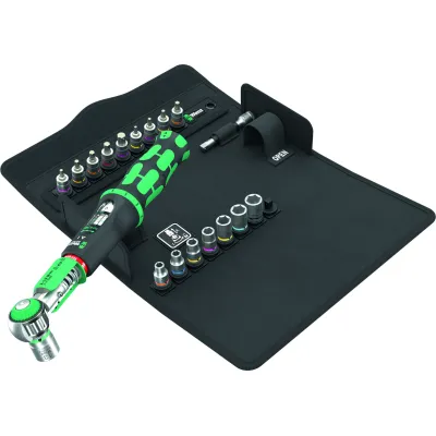 Wera Drehmomentschlüssel-Set Safe-Torque A 1 SHK 1/4" | 2-12 Nm | 19-tlg. | Tasche | Schwarz | legierter Stahl