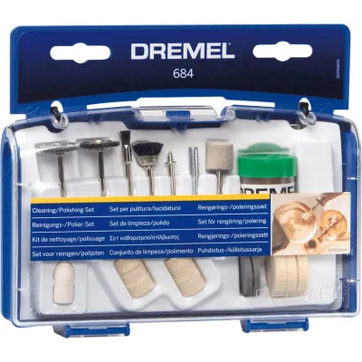 Dremel Reinigungs- und Polier-Set 684 | 20-teiliges Zubehörset | Aufbewahrungsbox | Quick-Start-Anleitung | 26150684JA