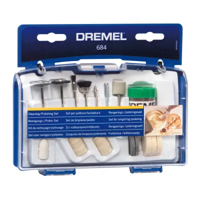 Dremel Reinigungs- und Polier-Set 684 | 20-teiliges Zubehörset | Aufbewahrungsbox | Quick-Start-Anleitung | 26150684JA