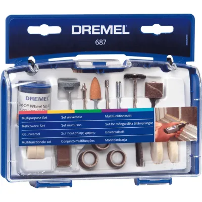 Dremel Mehrzweck-Zubehör-Set 687 | 52-teilig | Aufbewahrungsbox | Schleif- und Polieraufsätze | 26150687JA