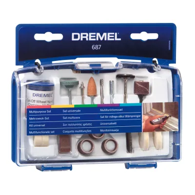 Dremel Mehrzweck-Zubehör-Set 687 | 52-teilig | Aufbewahrungsbox | Schleif- und Polieraufsätze | 26150687JA