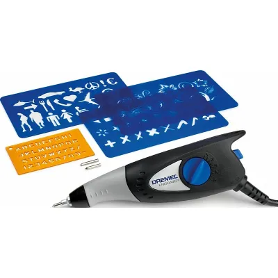 Dremel Gravierer 290-3 F0130290JJ | 35 Watt | inkl. 3 Zubehör & 4 Schablonen | für Holz, Glas, Metall, Leder | grau
