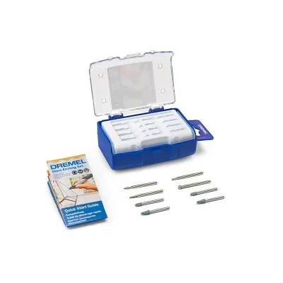 Bosch Dremel Glasgravur-Set 2615C682JA | 8-teiliges Zubehörset für Multi-Werkzeug | Glas & Metall | mit Tragekoffer